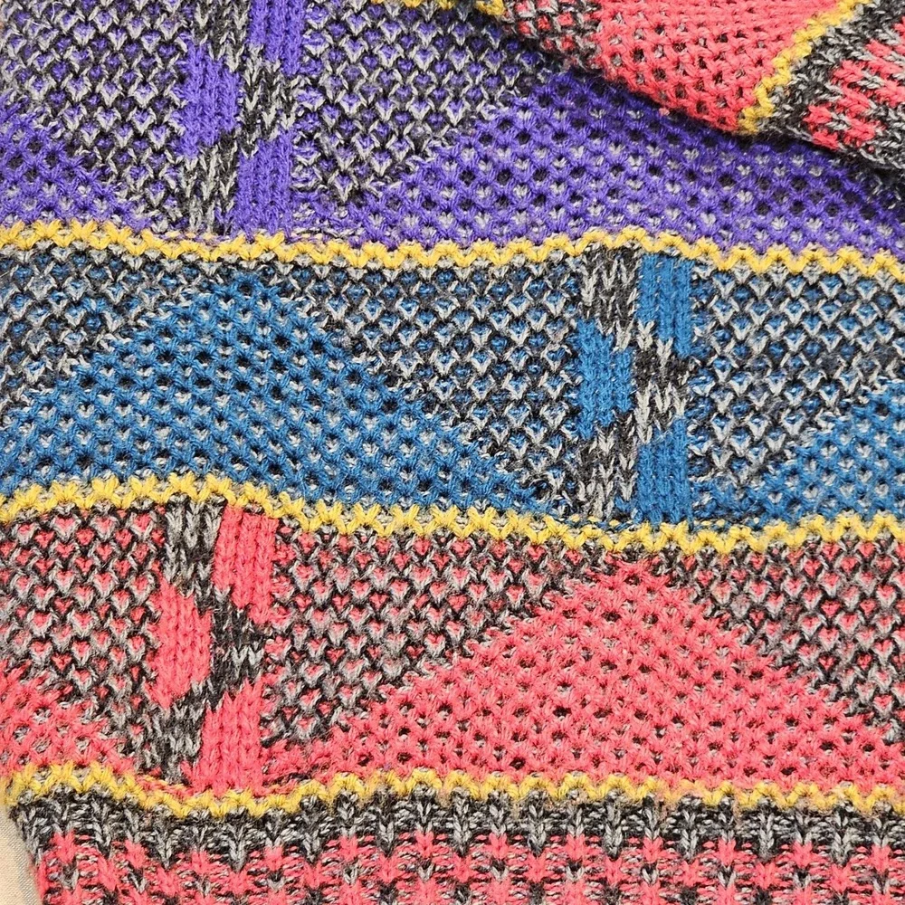 City Streets‎ 90s Multi-Color Knit Acrylic Sweater Size L Vintage